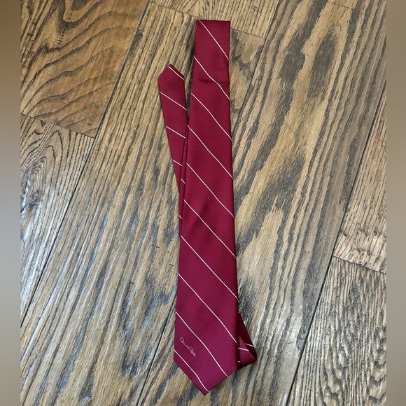 Oscar de la Renta burgundy stripe tie - Picture 1 of 2